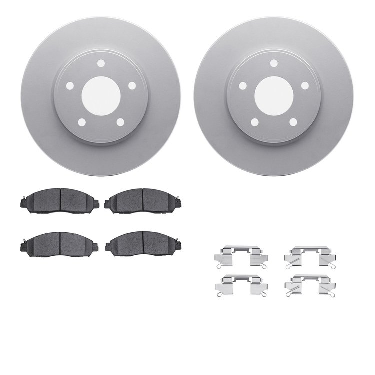4512-67149 Geospec Brake Rotors w/5000 Advanced Brake Pads Kit & Hardware, Fits Select Infiniti/Nissan, Position: Front