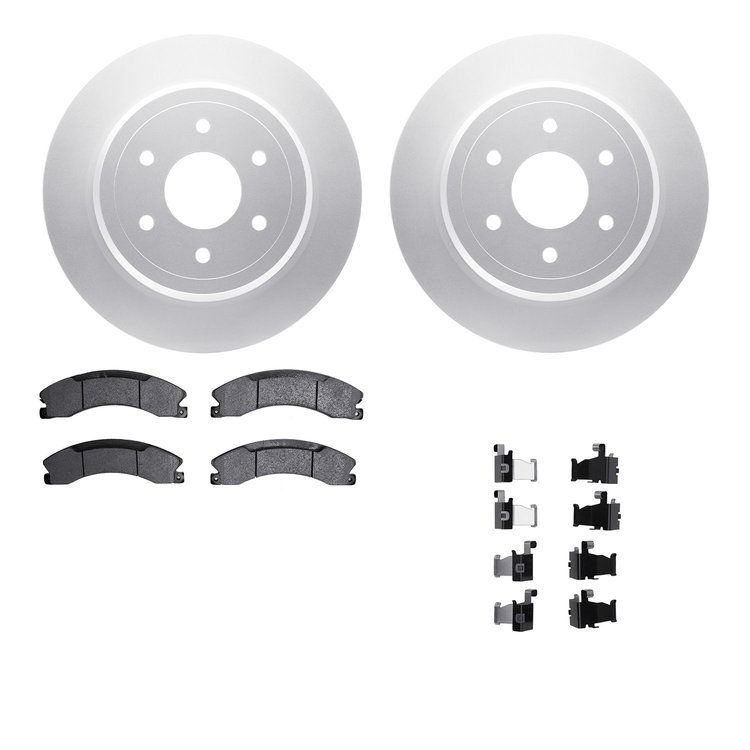 4512-67158 Geospec Brake Rotors w/5000 Advanced Brake Pads Kit & Hardware, Fits Select Infiniti/Nissan, Position: Rear
