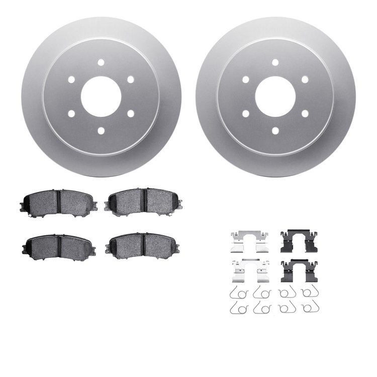 4512-67159 Geospec Brake Rotors w/5000 Advanced Brake Pads Kit & Hardware, Fits Select Infiniti/Nissan, Position: Rear