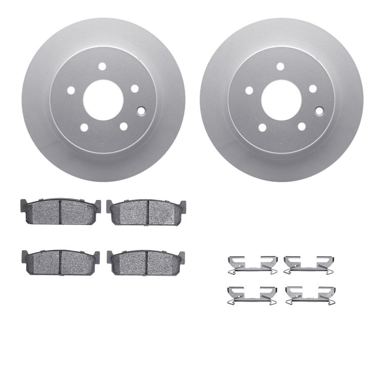 4512-68014 Geospec Brake Rotors w/5000 Advanced Brake Pads Kit & Hardware, 2002-2006 Infiniti/Nissan, Position: Rear