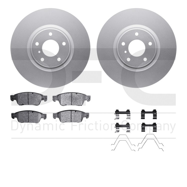 4512-68021 Geospec Brake Rotors w/5000 Advanced Brake Pads Kit & Hardware, 2007-2015 Infiniti/Nissan, Position: Front