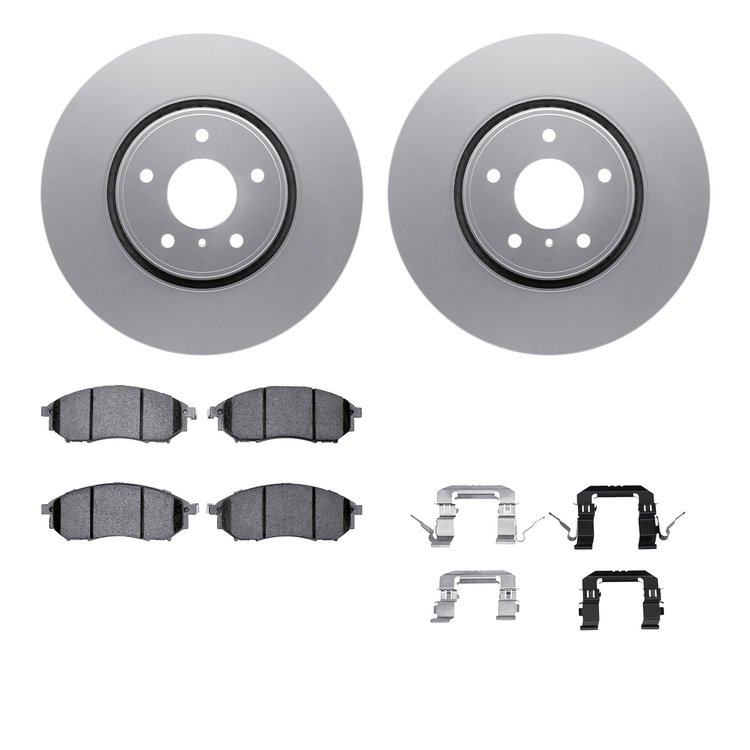 4512-68025 Geospec Brake Rotors w/5000 Advanced Brake Pads Kit & Hardware, 2005-2013 Infiniti/Nissan, Position: Front