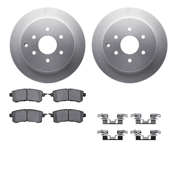 4512-68028 Geospec Brake Rotors w/5000 Advanced Brake Pads Kit & Hardware, Fits Select Infiniti/Nissan, Position: Rear