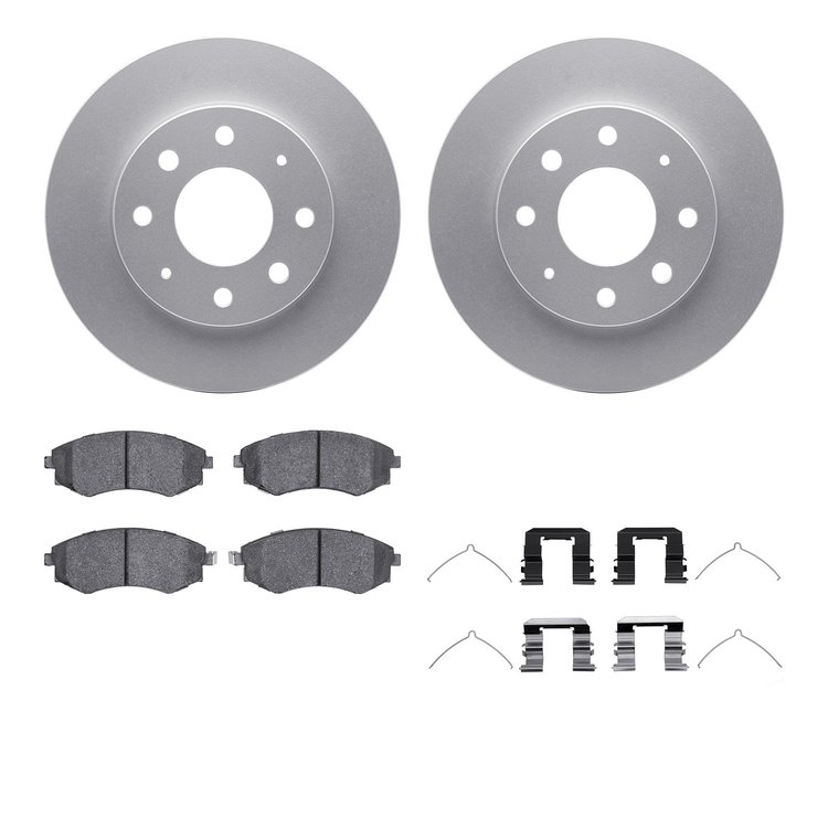4512-72049 Geospec Brake Rotors w/5000 Advanced Brake Pads Kit & Hardware, 1999-2001 Kia/Hyundai/Genesis, Position: Front