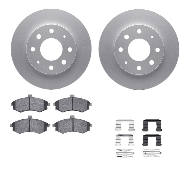 4512-72054 Geospec Brake Rotors w/5000 Advanced Brake Pads Kit & Hardware, 2002-2005 Kia/Hyundai/Genesis, Position: Front