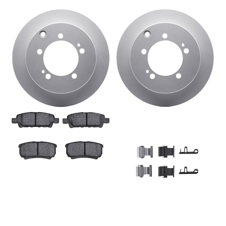 4512-72057 Geospec Brake Rotors w/5000 Advanced Brake Pads Kit & Hardware, 2004-2007 Mitsubishi, Position: Rear