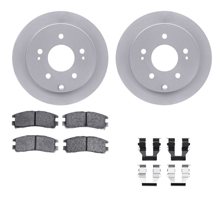 4512-72068 Geospec Brake Rotors w/5000 Advanced Brake Pads Kit & Hardware, 2004-2012 Mitsubishi, Position: Rear