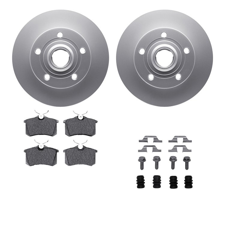 4512-73082 Geospec Brake Rotors w/5000 Advanced Brake Pads Kit & Hardware, 2000-2008 Audi/Volkswagen, Position: Rear