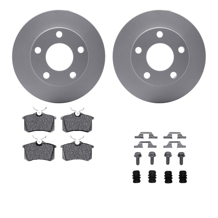 4512-73087 Geospec Brake Rotors w/5000 Advanced Brake Pads Kit & Hardware, 1999-2001 Audi/Volkswagen, Position: Rear
