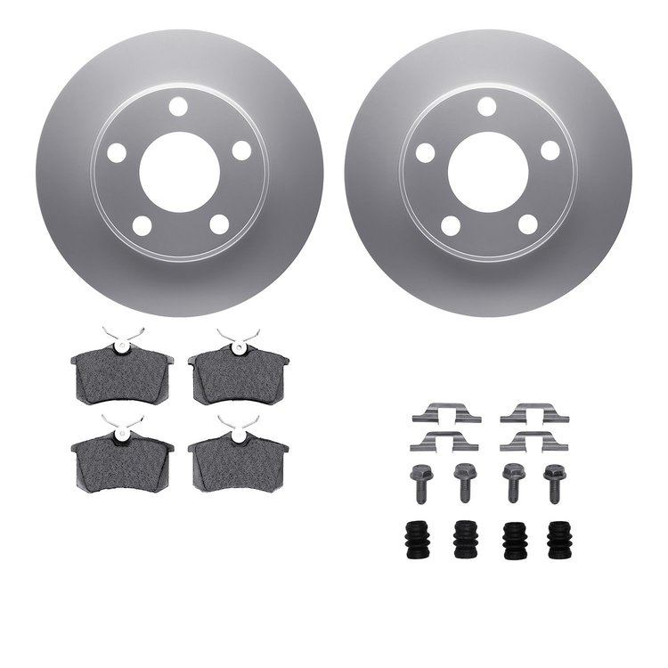 4512-73092 Geospec Brake Rotors w/5000 Advanced Brake Pads Kit & Hardware, 2001-2005 Audi/Volkswagen, Position: Rear