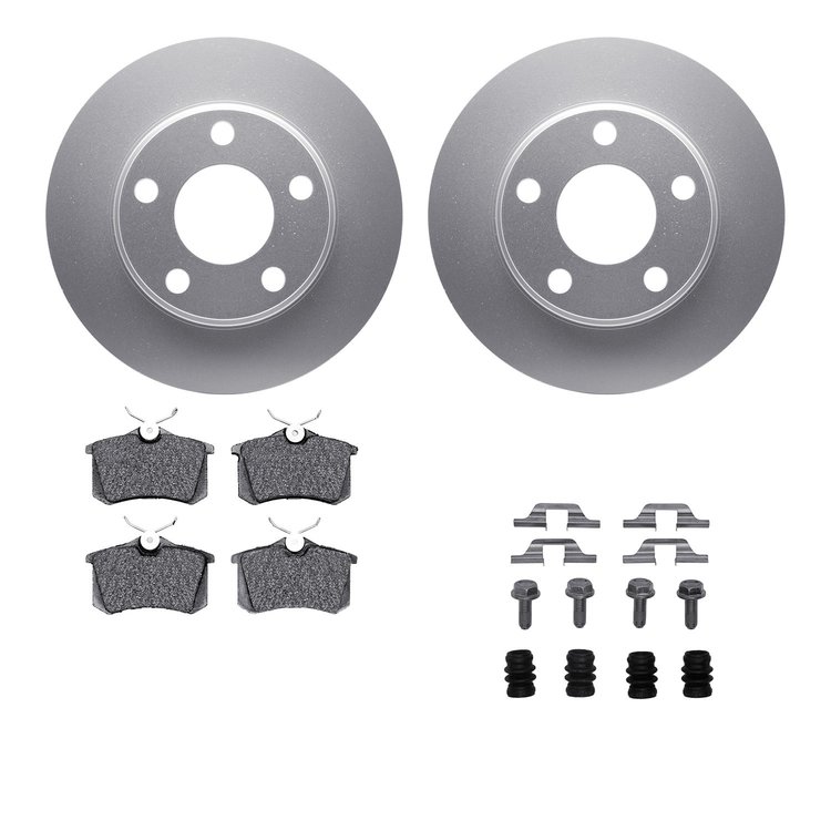 4512-73093 Geospec Brake Rotors w/5000 Advanced Brake Pads Kit & Hardware, 1999-2004 Audi/Volkswagen, Position: Rear