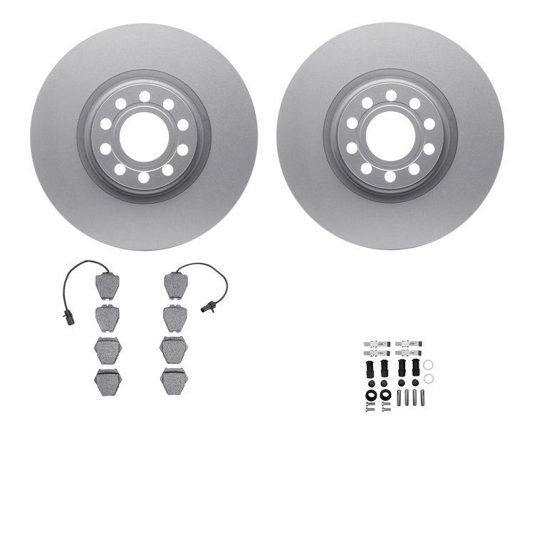 4512-73094 Geospec Brake Rotors w/5000 Advanced Brake Pads Kit & Hardware, 1999-2004 Audi/Volkswagen, Position: Front