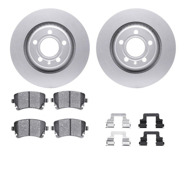 4512-73101 Geospec Brake Rotors w/5000 Advanced Brake Pads Kit & Hardware, 2004-2009 Audi/Volkswagen, Position: Rear