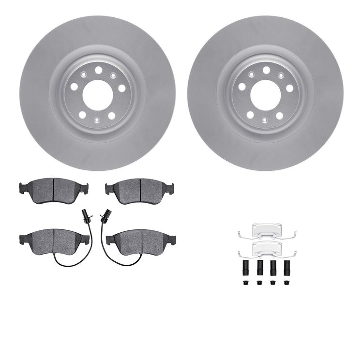 4512-73104 Geospec Brake Rotors w/5000 Advanced Brake Pads Kit & Hardware, 2004-2011 Audi/Volkswagen, Position: Front