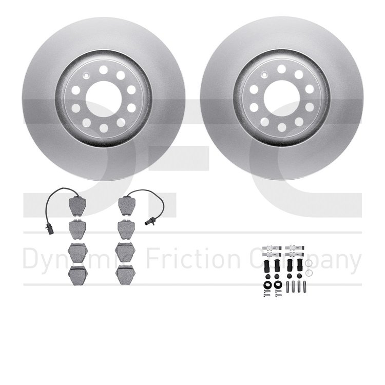 4512-73106 Geospec Brake Rotors w/5000 Advanced Brake Pads Kit & Hardware, 1999-2005 Audi/Volkswagen, Position: Front