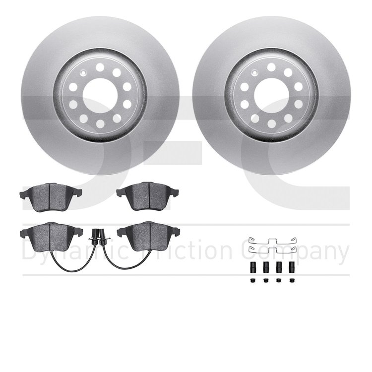 4512-73107 Geospec Brake Rotors w/5000 Advanced Brake Pads Kit & Hardware, 2001-2005 Audi/Volkswagen, Position: Front