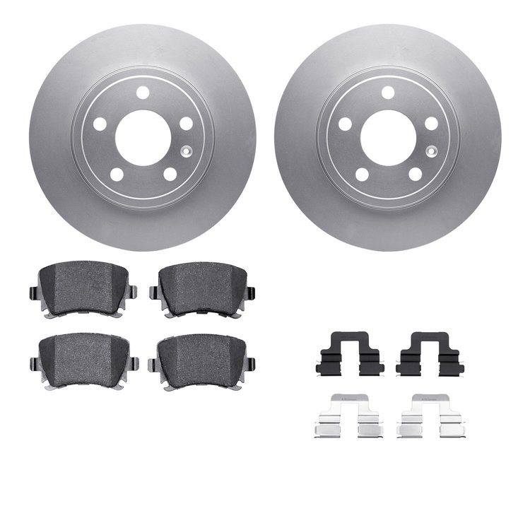 4512-73111 Geospec Brake Rotors w/5000 Advanced Brake Pads Kit & Hardware, 2005-2009 Audi/Volkswagen, Position: Rear
