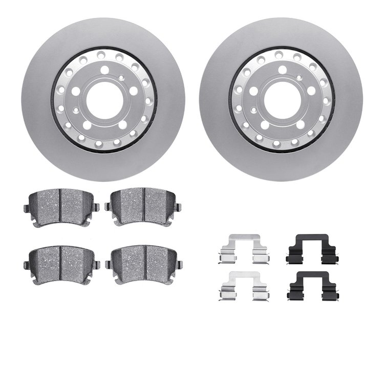4512-73115 Geospec Brake Rotors w/5000 Advanced Brake Pads Kit & Hardware, 2004-2010 Audi/Volkswagen, Position: Rear