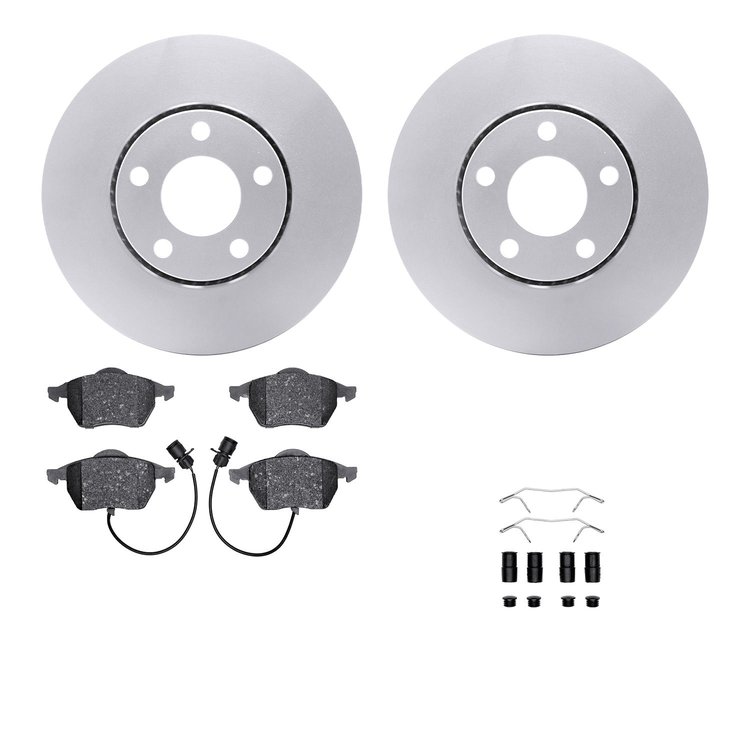 4512-73116 Geospec Brake Rotors w/5000 Advanced Brake Pads Kit & Hardware, 1992-1998 Audi/Volkswagen, Position: Front
