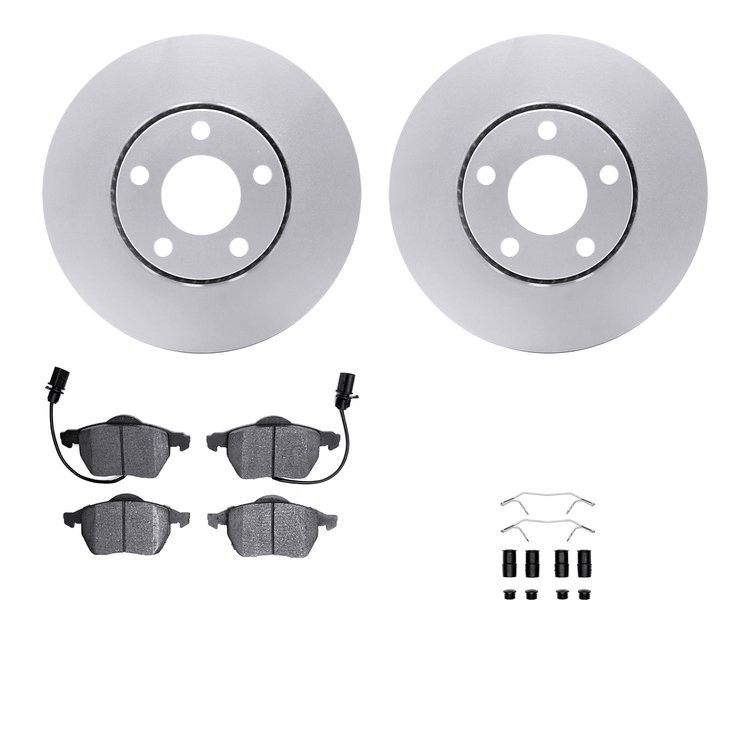 4512-73118 Geospec Brake Rotors w/5000 Advanced Brake Pads Kit & Hardware, 1998-2008 Audi/Volkswagen, Position: Front