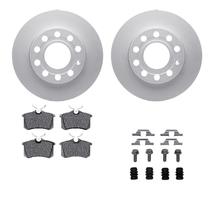 4512-73122 Geospec Brake Rotors w/5000 Advanced Brake Pads Kit & Hardware, 2002-2006 Audi/Volkswagen, Position: Rear
