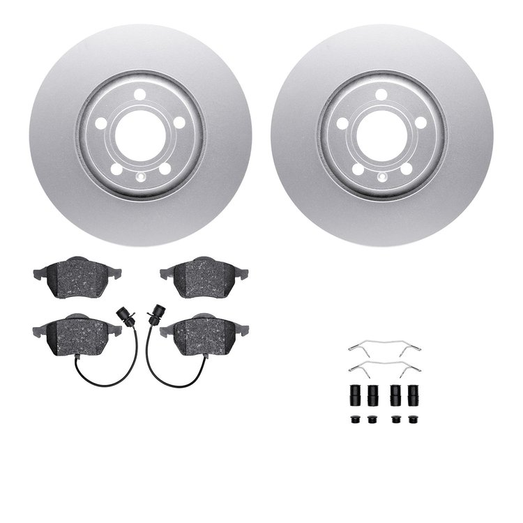 4512-73123 Geospec Brake Rotors w/5000 Advanced Brake Pads Kit & Hardware, 1997-2000 Audi/Volkswagen, Position: Front