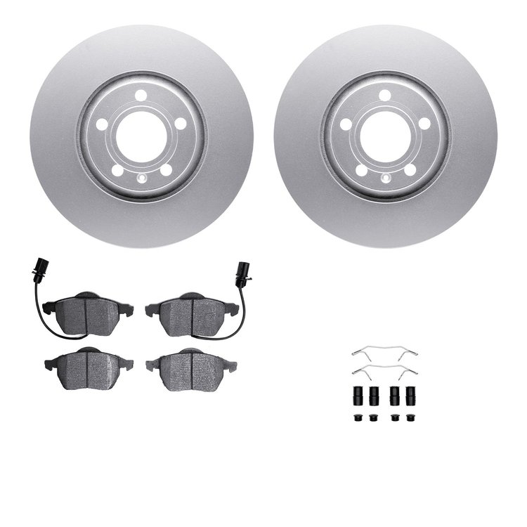 4512-73124 Geospec Brake Rotors w/5000 Advanced Brake Pads Kit & Hardware, 1999-2006 Audi/Volkswagen, Position: Front