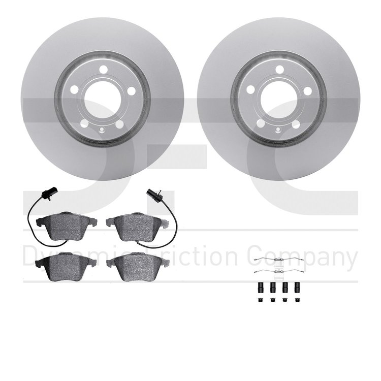 4512-73129 Geospec Brake Rotors w/5000 Advanced Brake Pads Kit & Hardware, 2005-2011 Audi/Volkswagen, Position: Front