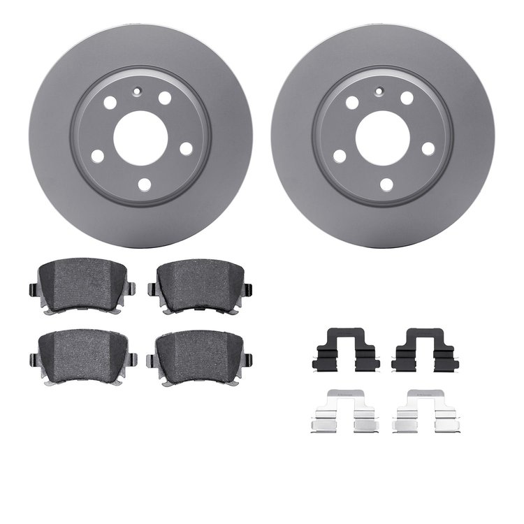 4512-73133 Geospec Brake Rotors w/5000 Advanced Brake Pads Kit & Hardware, 2008-2009 Audi/Volkswagen, Position: Rear