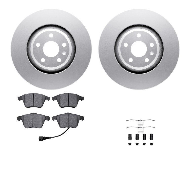 4512-73134 Geospec Brake Rotors w/5000 Advanced Brake Pads Kit & Hardware, 2008-2011 Audi/Volkswagen, Position: Front