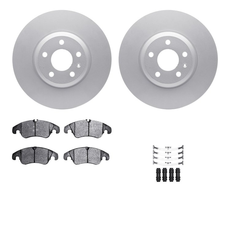 4512-73138 Geospec Brake Rotors w/5000 Advanced Brake Pads Kit & Hardware, 2008-2011 Audi/Volkswagen, Position: Front