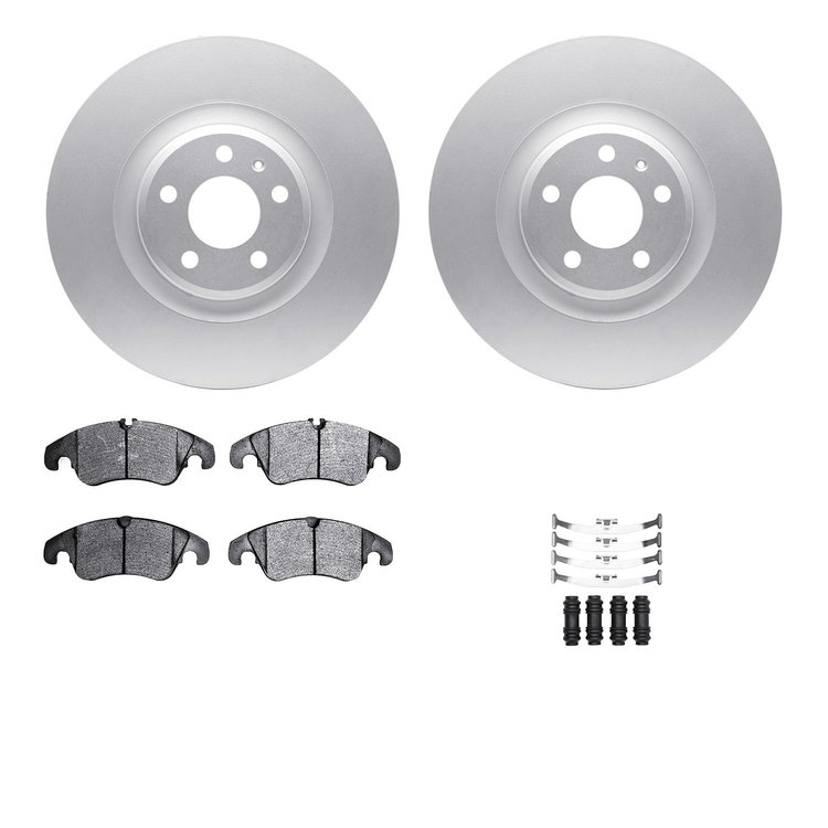 4512-73142 Geospec Brake Rotors w/5000 Advanced Brake Pads Kit & Hardware, 2008-2011 Audi/Volkswagen, Position: Front