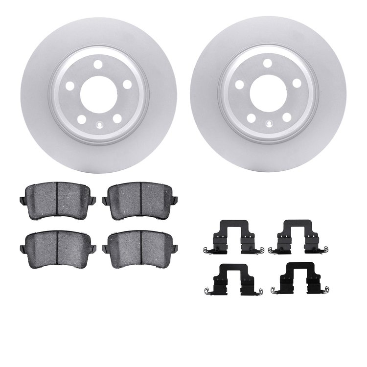 4512-73143 Geospec Brake Rotors w/5000 Advanced Brake Pads Kit & Hardware, 2008-2016 Audi/Volkswagen, Position: Rear