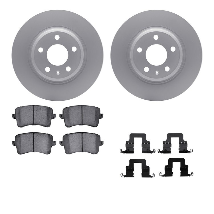 4512-73144 Geospec Brake Rotors w/5000 Advanced Brake Pads Kit & Hardware, 2012-2017 Audi/Volkswagen, Position: Rear
