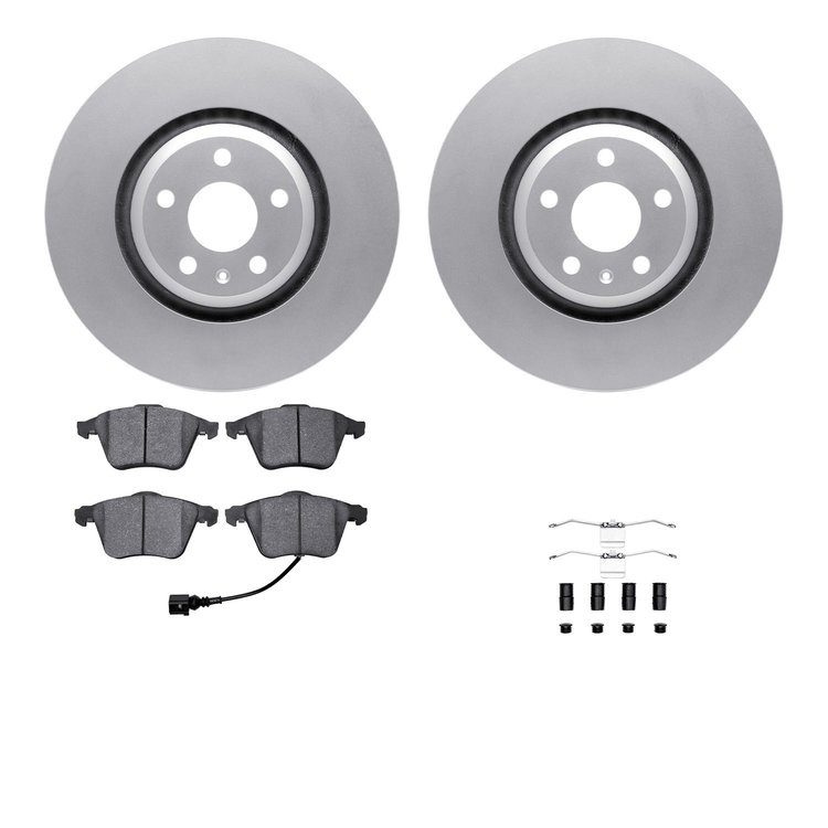 4512-73163 Geospec Brake Rotors w/5000 Advanced Brake Pads Kit & Hardware, 2012-2015 Audi/Volkswagen, Position: Front