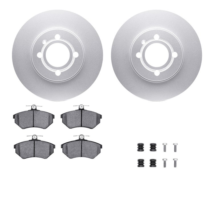 4512-74081 Geospec Brake Rotors w/5000 Advanced Brake Pads Kit & Hardware, 1986-2002 Audi/Volkswagen, Position: Front