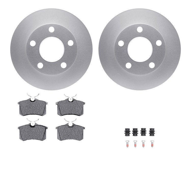 4512-74084 Geospec Brake Rotors w/5000 Advanced Brake Pads Kit & Hardware, 1997-2002 Audi/Volkswagen, Position: Rear