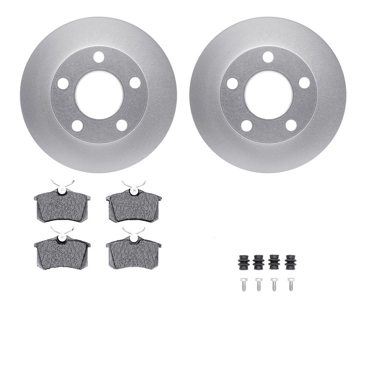 4512-74085 Geospec Brake Rotors w/5000 Advanced Brake Pads Kit & Hardware, 1999-2001 Audi/Volkswagen, Position: Rear