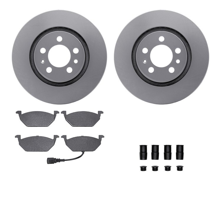 4512-74090 Geospec Brake Rotors w/5000 Advanced Brake Pads Kit & Hardware, 2008-2015 Audi/Volkswagen, Position: Front