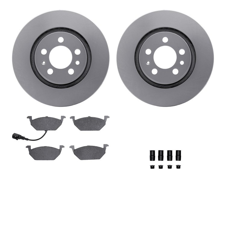4512-74091 Geospec Brake Rotors w/5000 Advanced Brake Pads Kit & Hardware, 1999-2010 Audi/Volkswagen, Position: Front