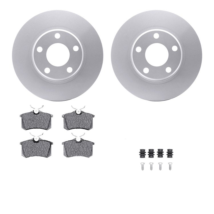 4512-74093 Geospec Brake Rotors w/5000 Advanced Brake Pads Kit & Hardware, 2001-2003 Audi/Volkswagen, Position: Rear