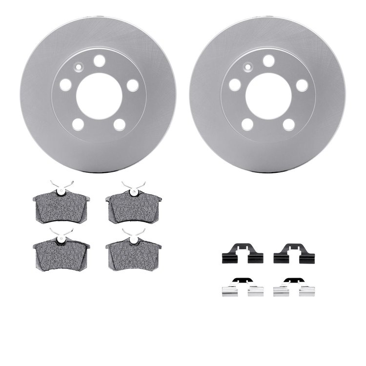 4512-74095 Geospec Brake Rotors w/5000 Advanced Brake Pads Kit & Hardware, 1999-2006 Audi/Volkswagen, Position: Rear