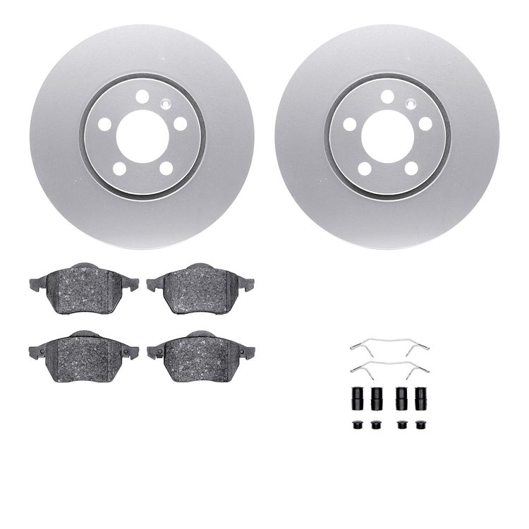 4512-74098 Geospec Brake Rotors w/5000 Advanced Brake Pads Kit & Hardware, 1999-1999 Audi/Volkswagen, Position: Front