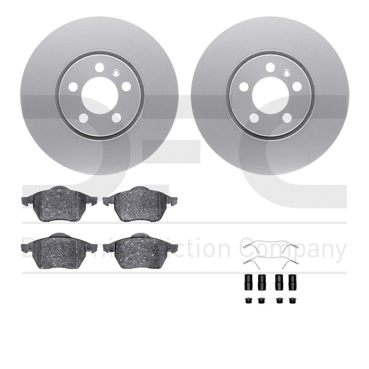 4512-74099 Geospec Brake Rotors w/5000 Advanced Brake Pads Kit & Hardware, 1998-1998 Audi/Volkswagen, Position: Front