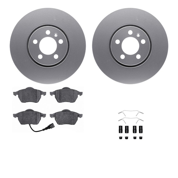 4512-74102 Geospec Brake Rotors w/5000 Advanced Brake Pads Kit & Hardware, 1999-2010 Audi/Volkswagen, Position: Front