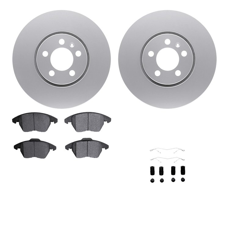 4512-74104 Geospec Brake Rotors w/5000 Advanced Brake Pads Kit & Hardware, 2011-2018 Audi/Volkswagen, Position: Front