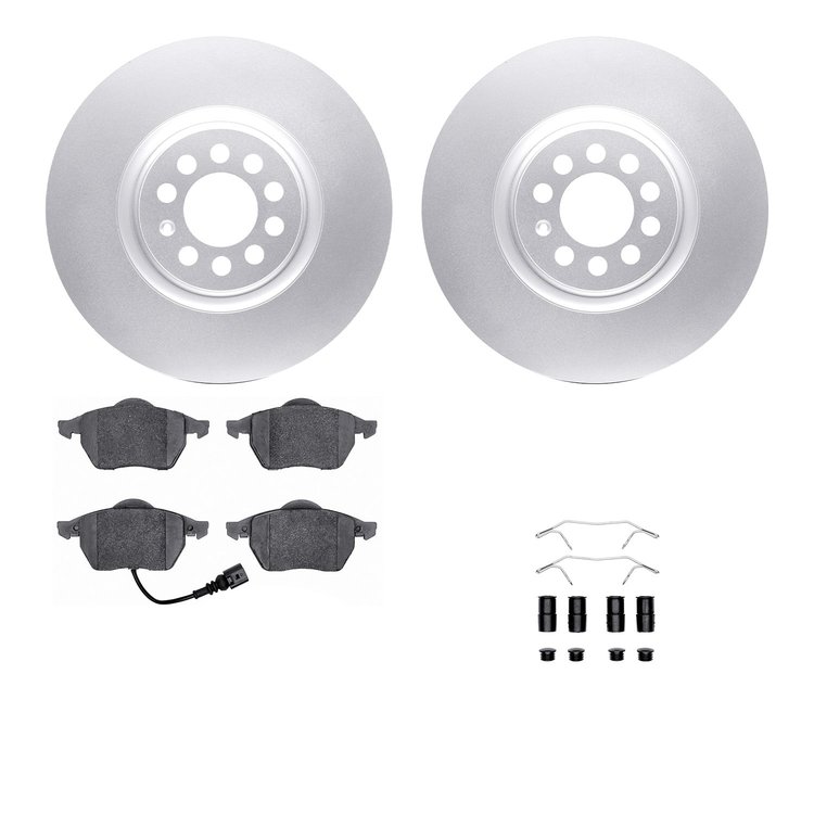 4512-74106 Geospec Brake Rotors w/5000 Advanced Brake Pads Kit & Hardware, 2000-2006 Audi/Volkswagen, Position: Front