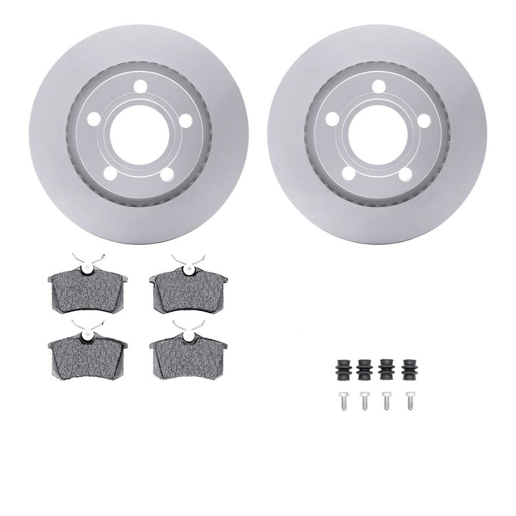 4512-74113 Geospec Brake Rotors w/5000 Advanced Brake Pads Kit & Hardware, 1999-2004 Audi/Volkswagen, Position: Rear