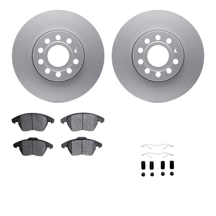 4512-74116 Geospec Brake Rotors w/5000 Advanced Brake Pads Kit & Hardware, 2005-2013 Audi/Volkswagen, Position: Front
