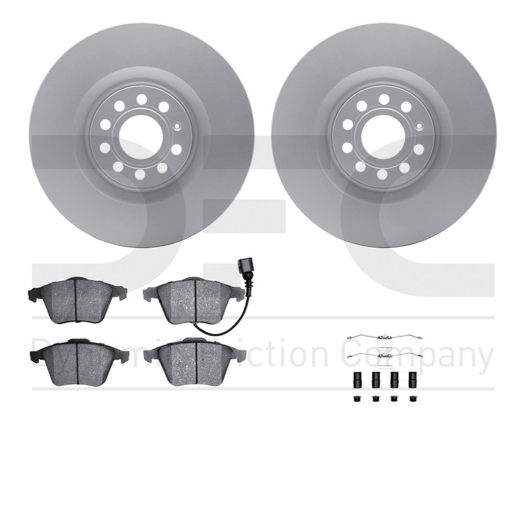 4512-74119 Geospec Brake Rotors w/5000 Advanced Brake Pads Kit & Hardware, 2006-2011 Audi/Volkswagen, Position: Front